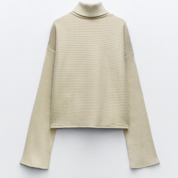 ZARA Women's Shiny Ribbed Sweater(Golden, US L /EUR L) - Picture 6 of 10